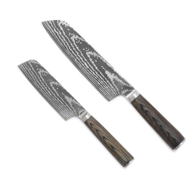 Bobby Flay by GreenPan Stainless Steel 2pc Santoku Knife Set