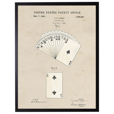 Playing Cards Patent in Black Frame