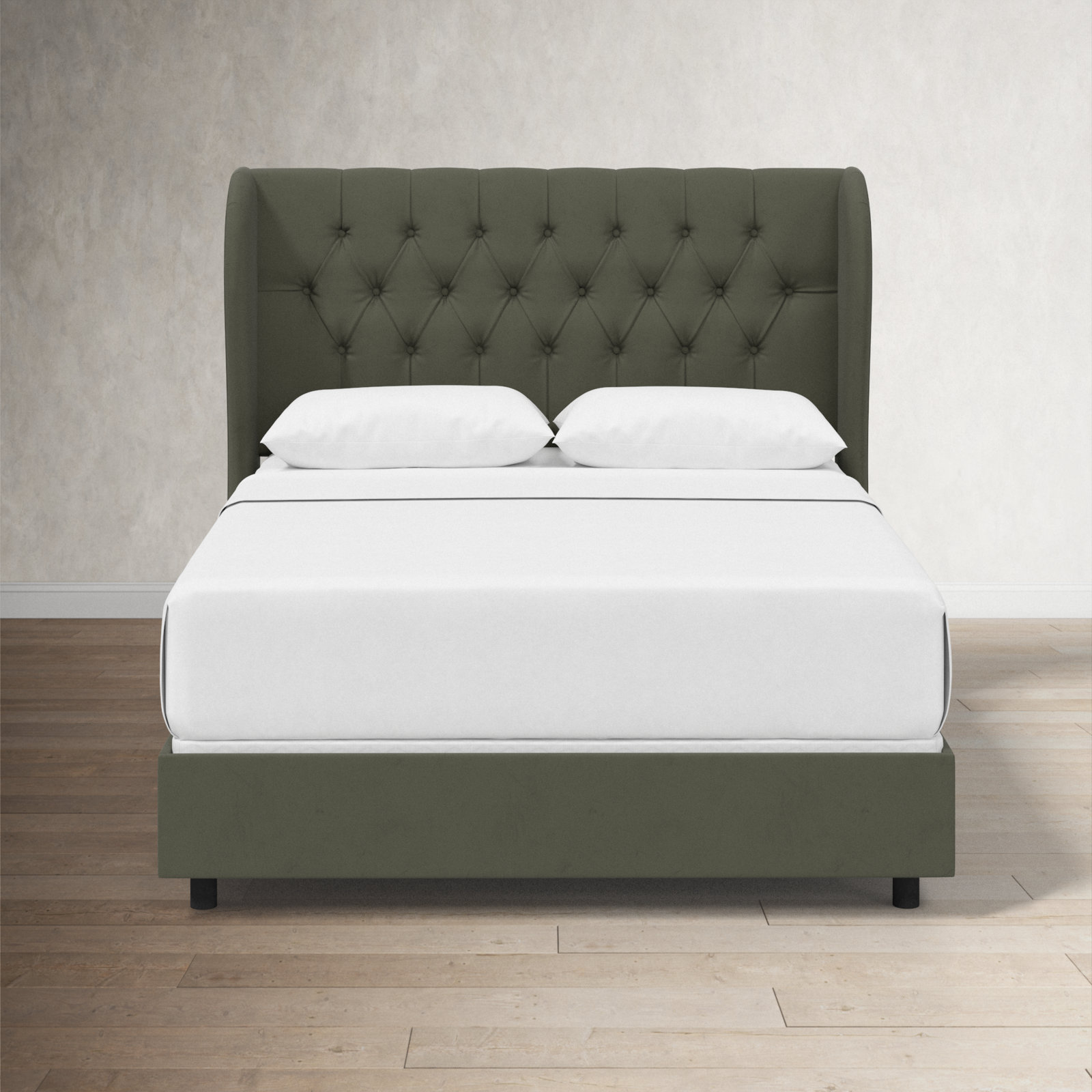 Tomey Upholstered Wingback Bed, Twin, Classic Loden Velvet