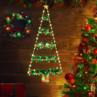 Christmas Decorations Indoor Lights, 2.65Ft LED Christmas Lights, Multicolor Christmas Wall Window Hanging Lights, Battery Operated Holiday Decorative Lights For Outdoor, Garden, Home Décor