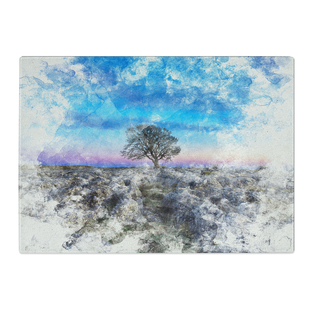 Tempered Glass Tree Under a Sky Watercolour Chopping Board