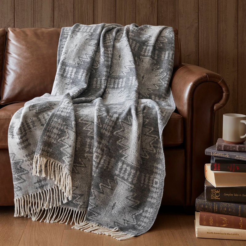 Cotton Blend Throw, Gray Southwestern