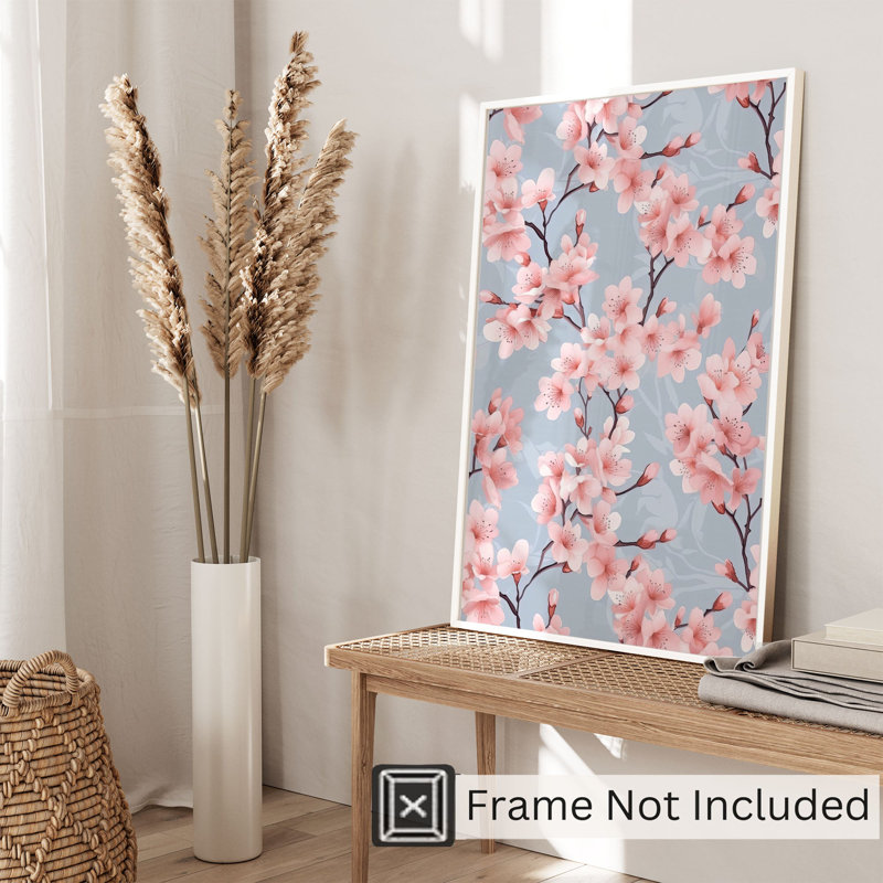 Impression florale de fleur de cerisier japonais Sakura, H 10 po x l 8 po