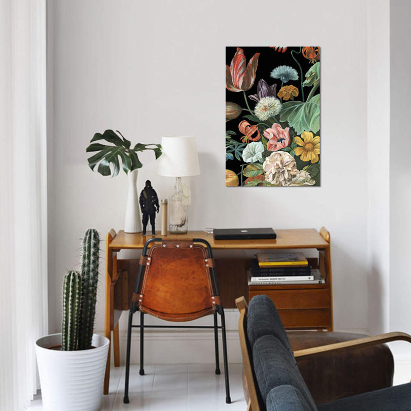 « baroque floral i », impression sur toile, H 18 po x l 12 po x P 1,5 po, Toile tendue, Pas de tapis