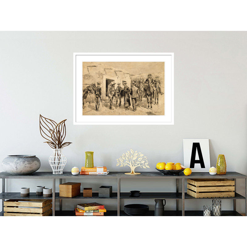 «U. S. Cavalry Hunting Garza Men on the Rio Grande» par Frederic Remington, impression giclée encadrée