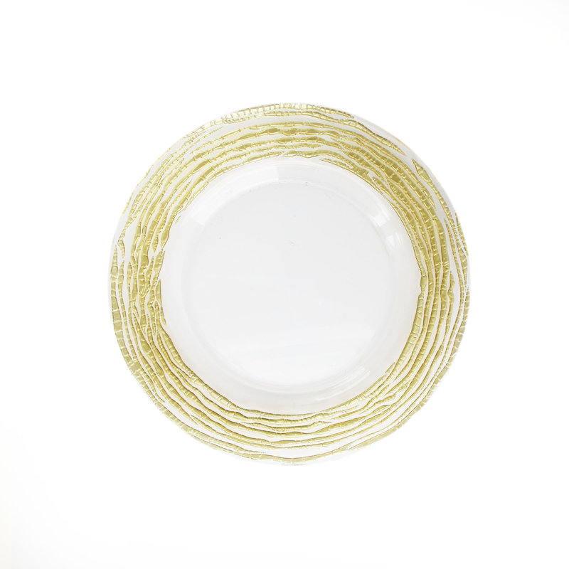 Mounce Arizona Glass Charger Plate 13"D, Gold/Clear