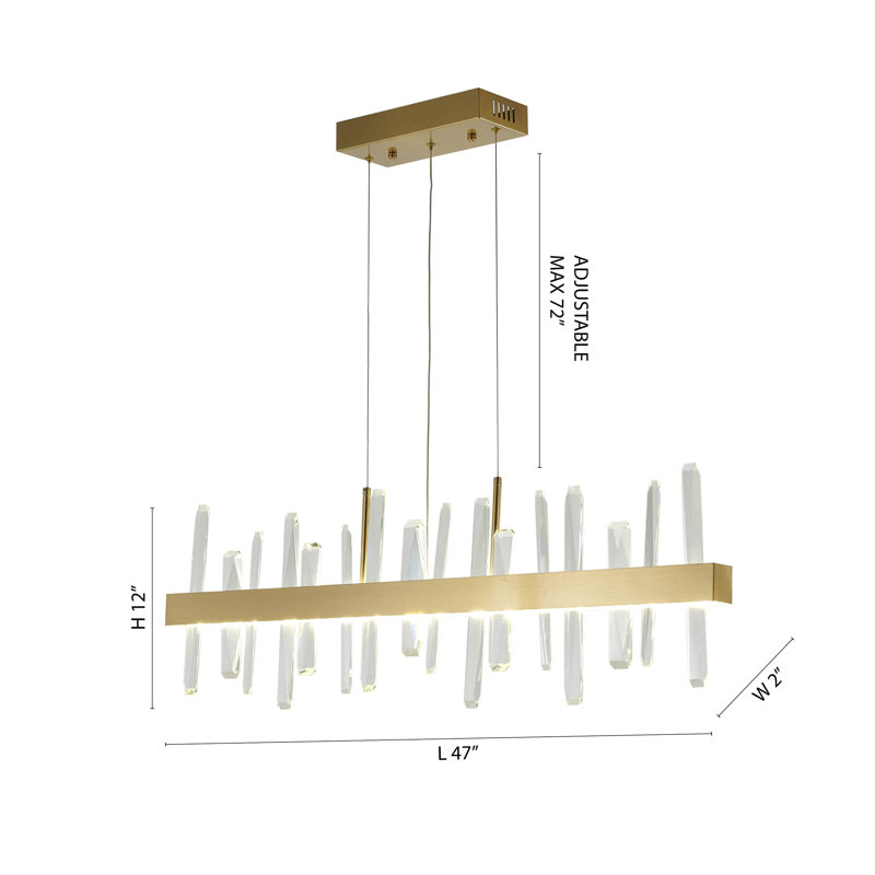 A Gold Stainless Steel Frame Chandelier With Clear Crystals