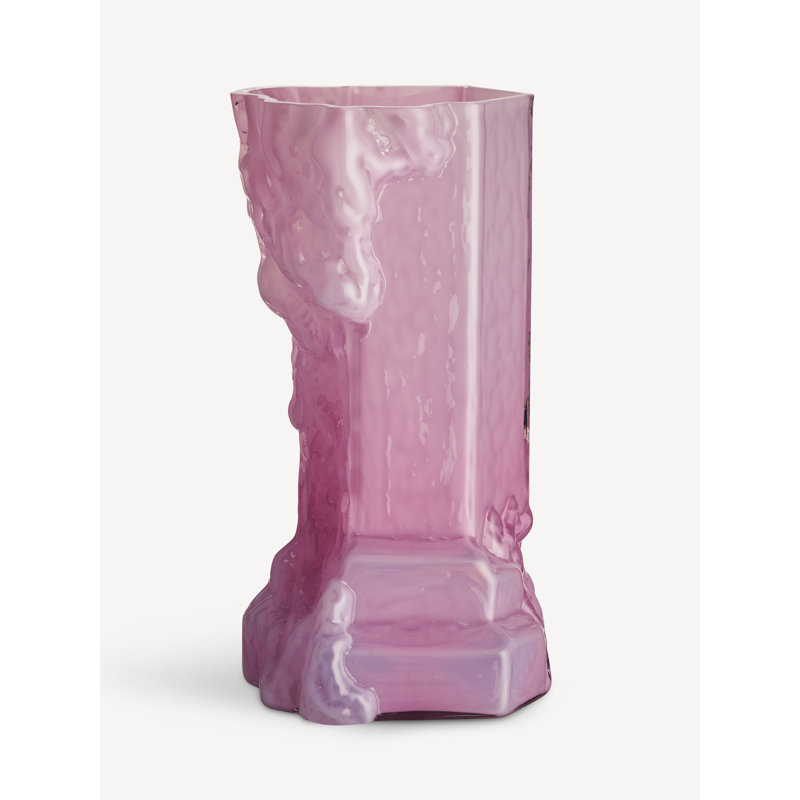 Rocky Baroque Handmade Crystal Glass Table Vase, Cool Pink