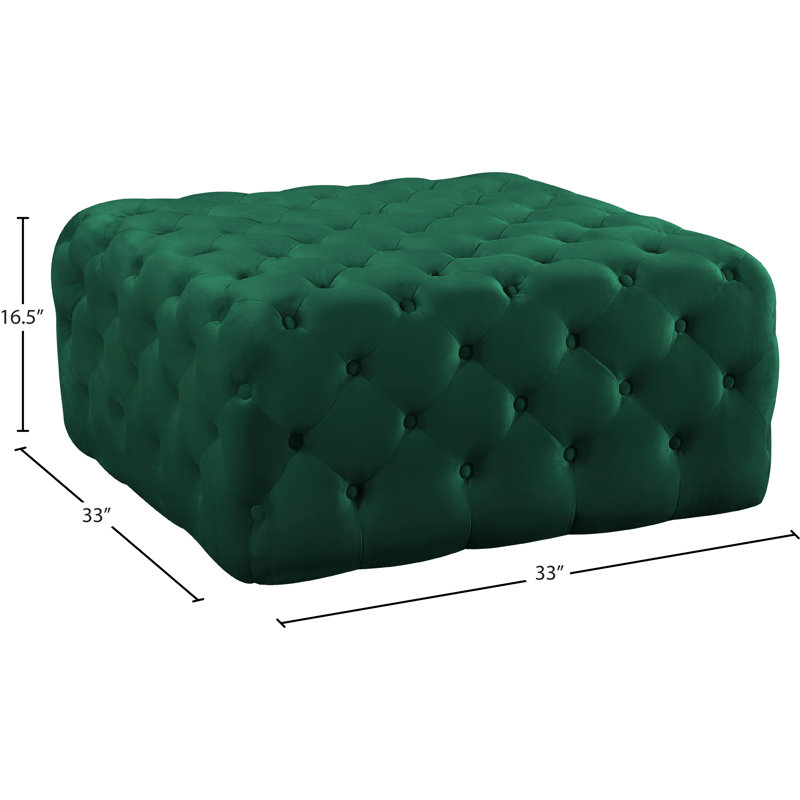 Repose-pieds carré standard en velours 33 po Ariel, Velours vert