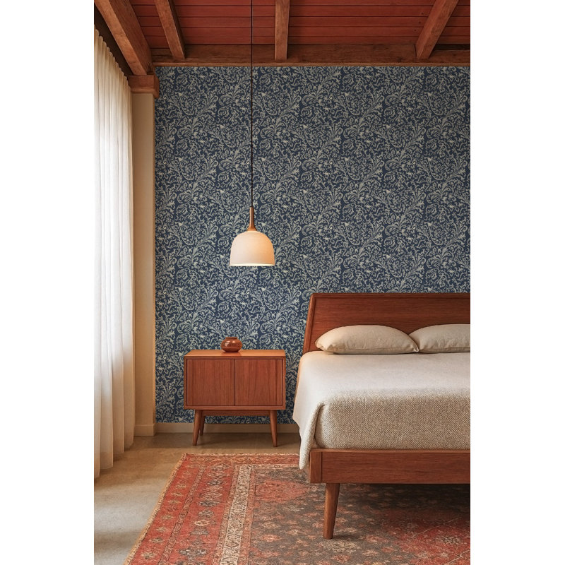 Florentine Vine - Deep Blue Wallpaper