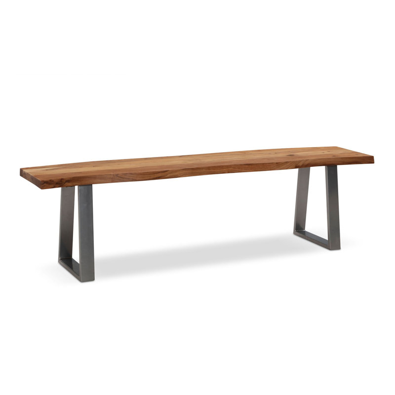 Grano Wood Bench, Grey/Brown/Blue, 45cm H x 140cm W x 40cm D