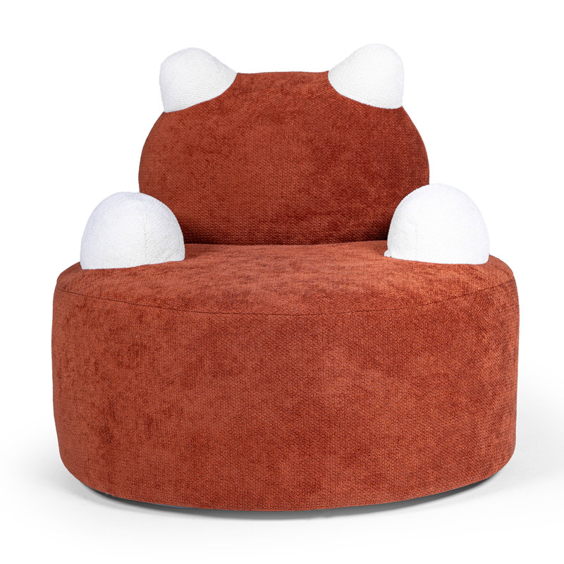 Fully Assembled Kids Textured Knotty Boucle Accent Chair with Backrest, Red
