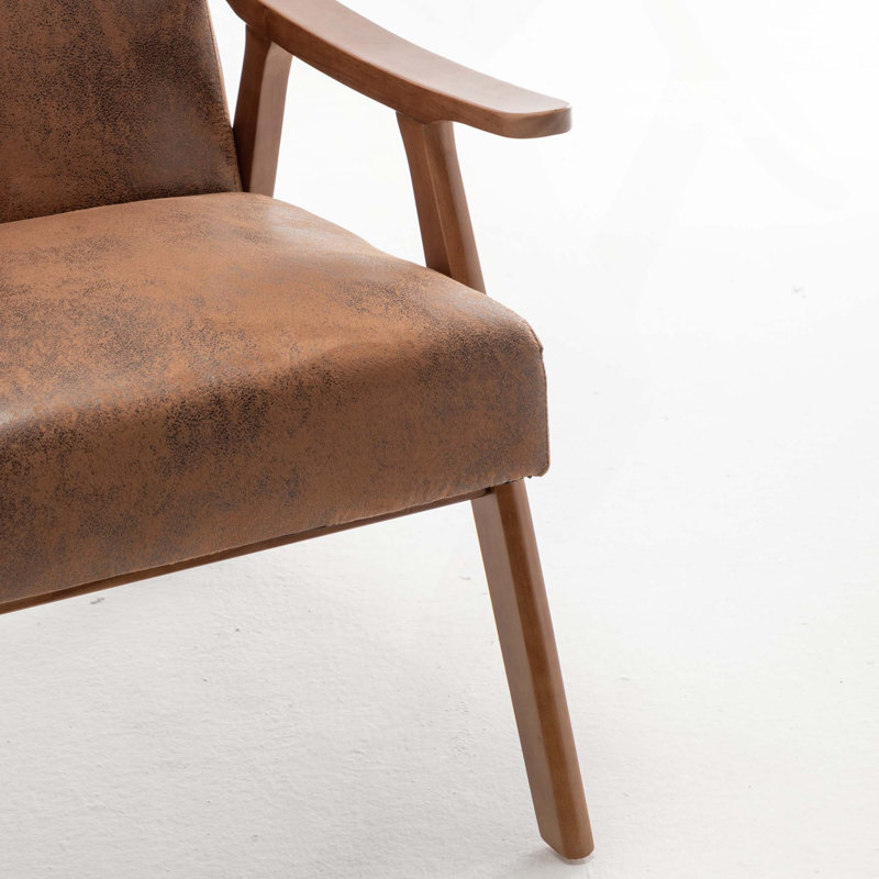 Chaise d'appoint Mid-Century, Similicuir brun