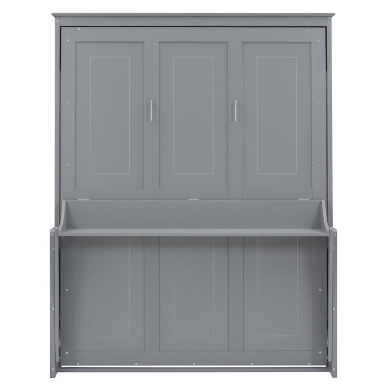 Grand lit escamotable avec tablette, Gris