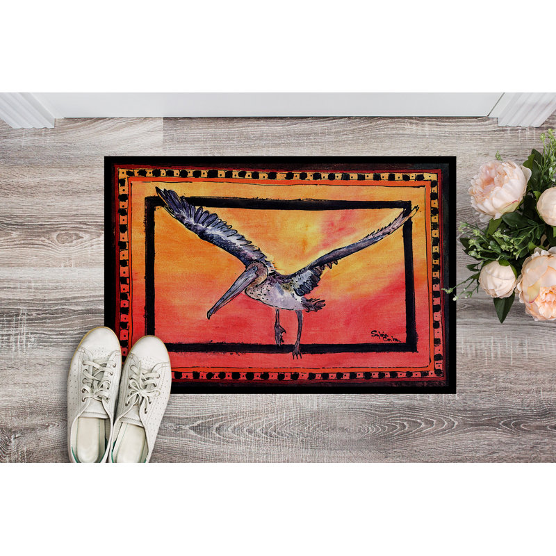 Paillasson d’intérieur antidérapant Tamaroa Bird Pelican, Rectangle 1 pi 6 po x 2 pi 3 po