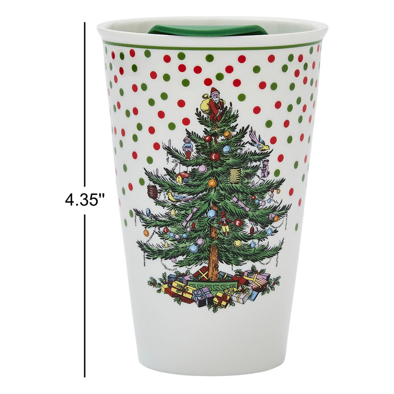 Spode Christmas Tree Polka Dot Travel Mug 8Oz