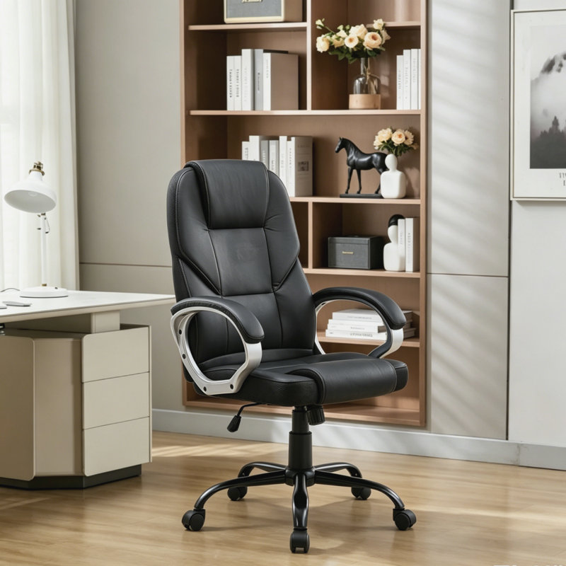 Vinyl Office Chair, Dark Grey