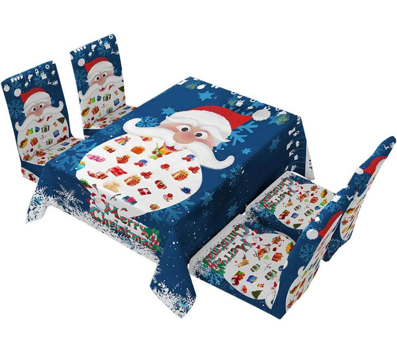 Housse de chaise de Noël 4 pièces, Bleu
