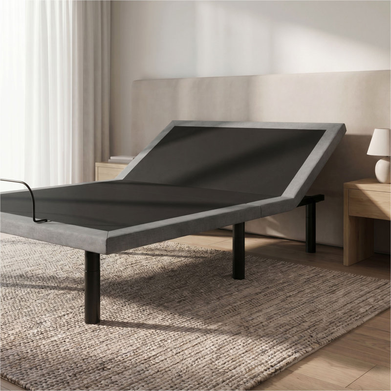 Base de lit réglable simple OS4 noir et gris avec réglages de la tête et des pieds, Lit simple