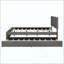 Lit plateforme tapissier avec tête de lit à motif brique et gigogne simple TG, tissu en lin-1409411797