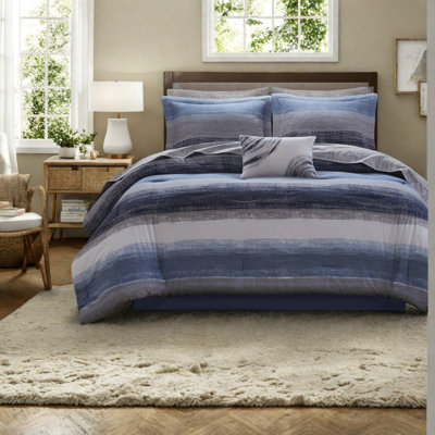 de literie bleu marine en microfibre ultra-douce avec draps en coton, style moderne pour le confort de la maison