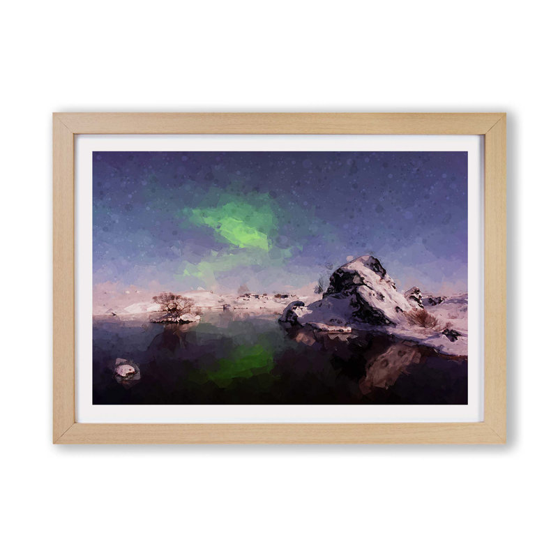 Northern Lights Aurora Borealis in Abstract - Framed Print, Oak, 45cm H x 63cm W x 2cm D