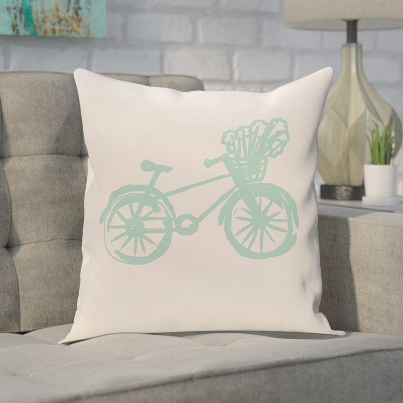 Coussin d'extérieur carré Bicicleta, 20 po x 20 po