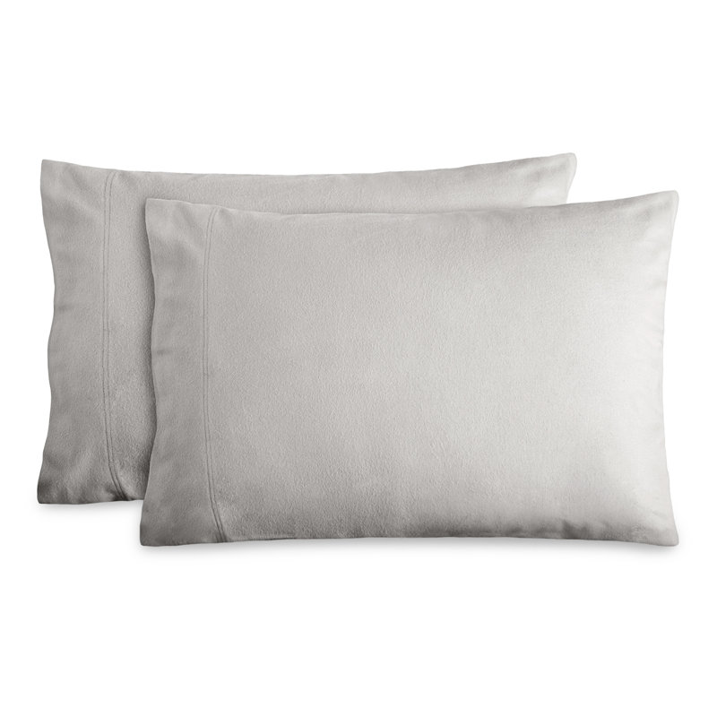 100% Cotton Flannel Pillowcase, 2 Standard Pillowcases, Light Gray
