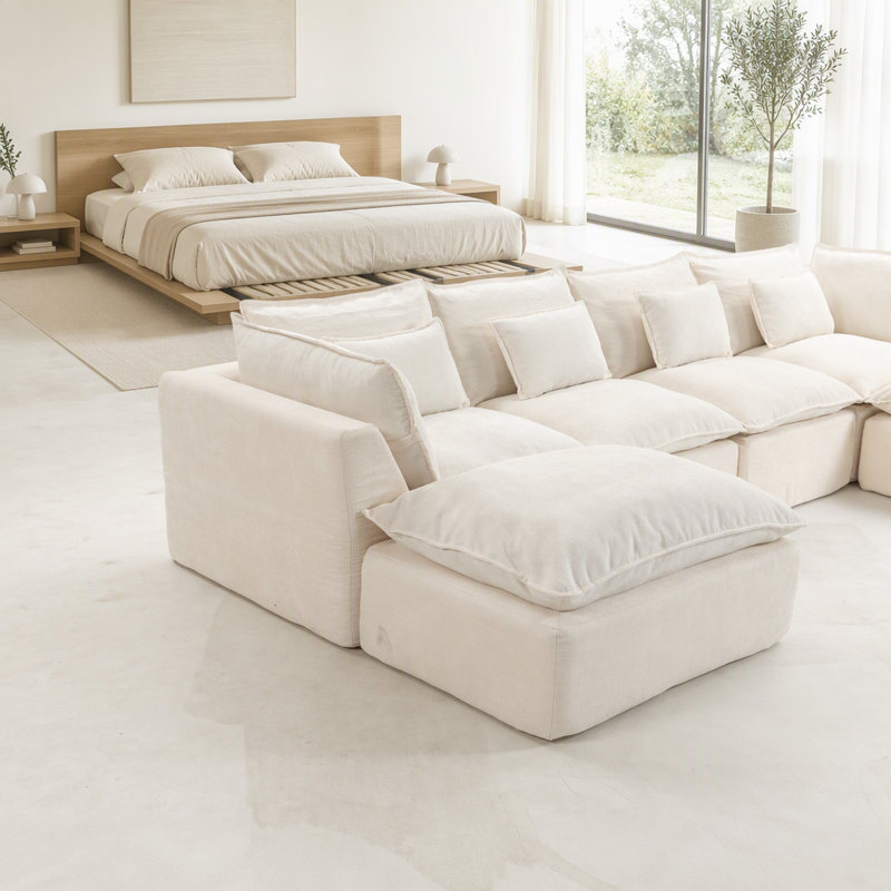 Canapé modulaire surdimensionné Cloud Couch, Ancient White+4Seat+2Ottman