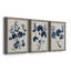 Bleu marine et feuilles de lin II - ensemble de 3 peintures sur toile encadrées-1524676192-1524676194