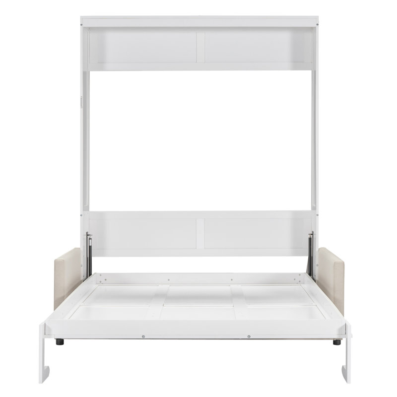 Murphy Bed With Couch, Queen, White