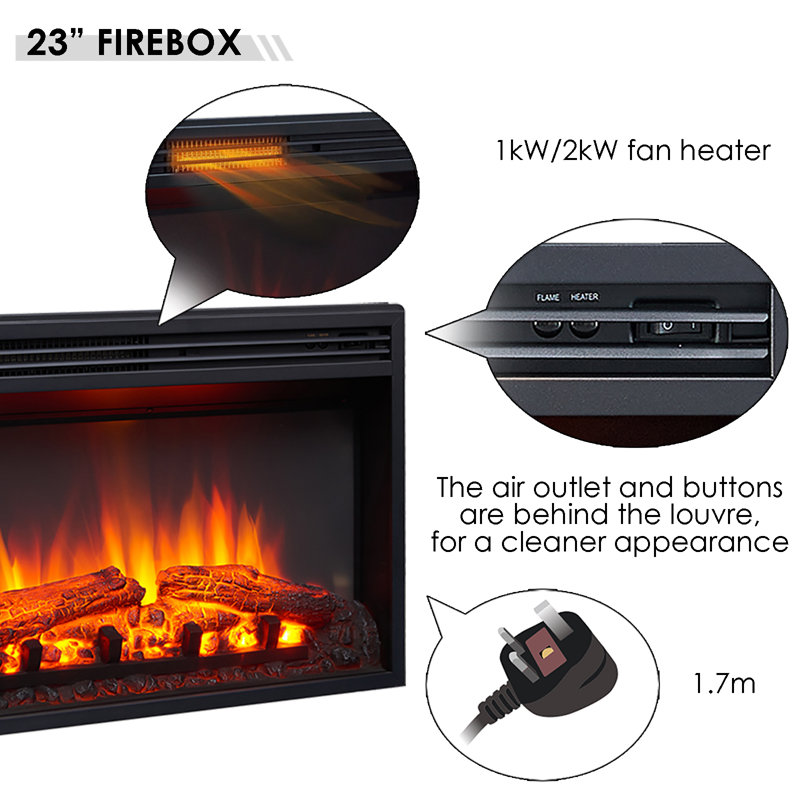 FLAMME Beadell Electric Fireplace with surround with 2kW Fireplace Heater Multiple Colours Available, Natual Oak