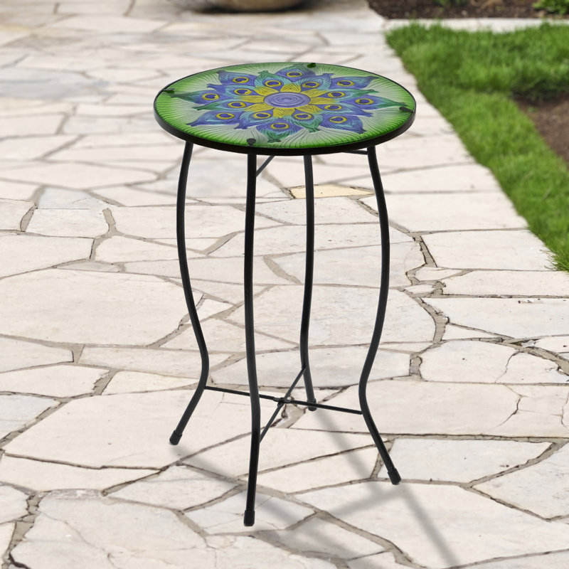 Table d'appoint 19 po Green and Blue Peacock