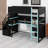 Modern Gaming Loft Bed With Innovative Storage Stairs, Spacious Desk, Customizable Shelves & Pegboard-1453591725