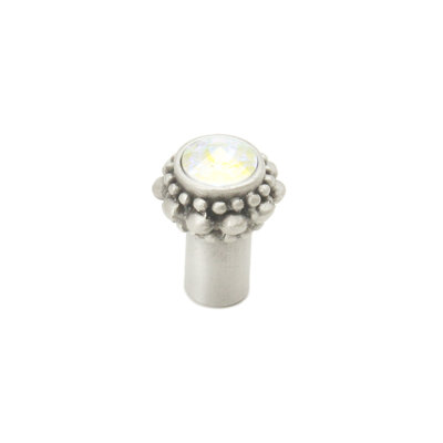 Caché petit bouton rond avec un rivoli Swarovski Aurore Boreale Crystalin 