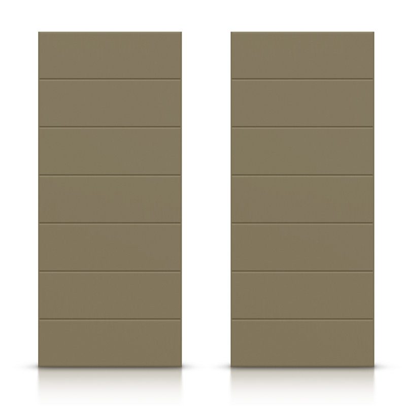 Porte de placard coulissante à panneaux en bois manufacturé, 48 po x 84 po, Vert olive