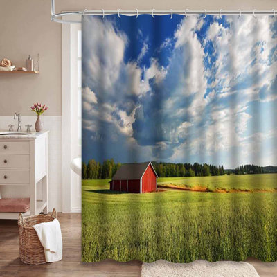 Entrepôt rouge, grange, Suède, construction de chalet, paysage de ferme, été, rustique, avec 12 crochets