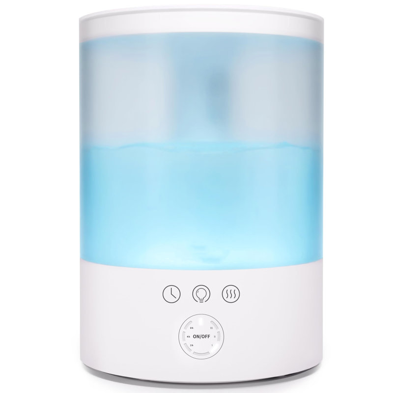 White Ultrasonic Cool Mist Humidifier with Night Light, 2.5L