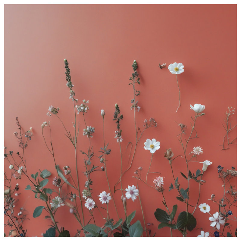 Édredon fleurs sauvages sur fond corail, Lit simple