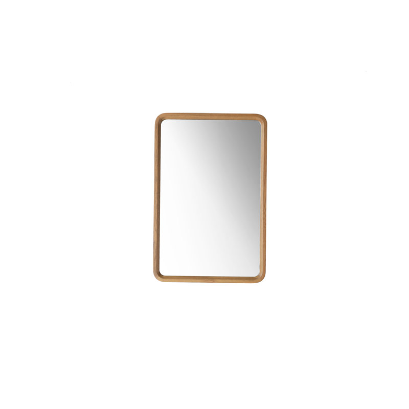 Miroir plat Aliyani, 35,5 po x 23,5 po, Bois jaune moyen