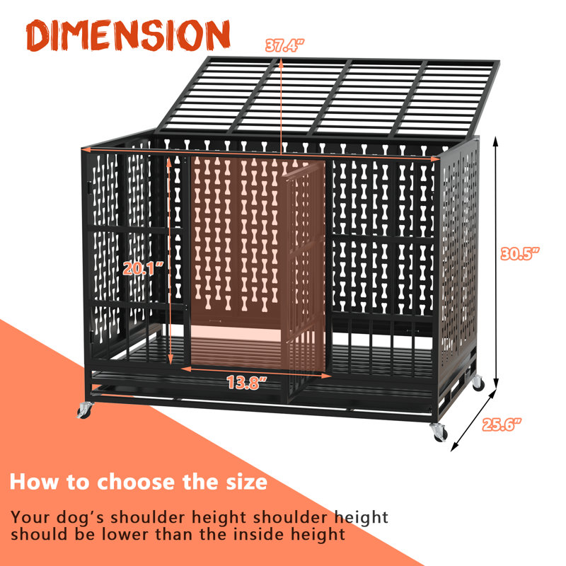 Cage pour chien indestructible, H 30,5 po x l 37,4 po x P 25,6 po