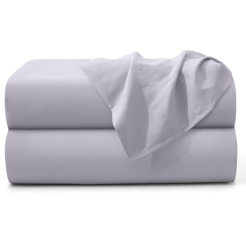 100% Brushed Cotton Flat Sheet  Soft, Breathable Bedding for Bedroom, Double (4'6), Grey