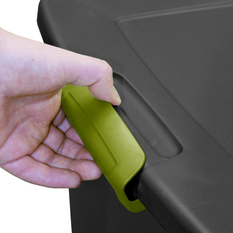 Sac de rangement en plastique empilable avec couvercle et roulettes, gris, Paquet de 8
