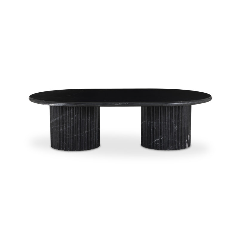 Oranda Marble Coffee Table, Black Scalloped