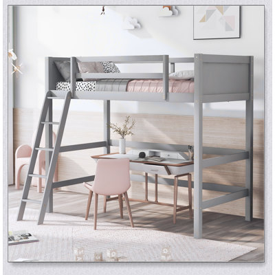 Solid Wood Loft Bed With Ladder