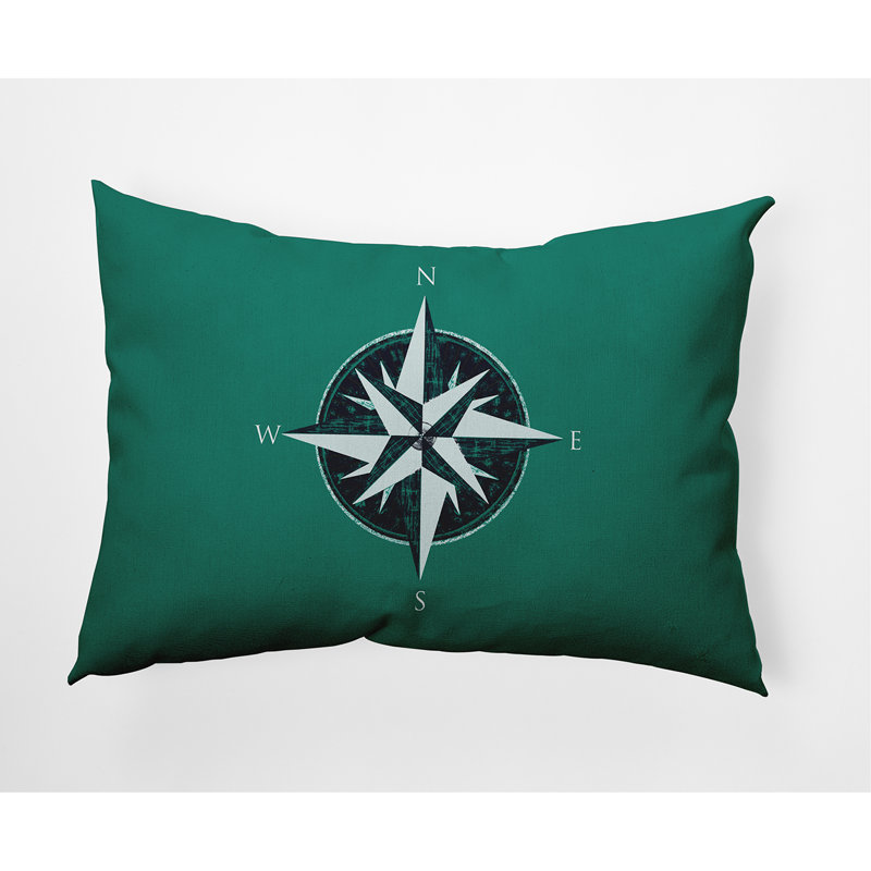 Compass Outdoor Reversible Throw Pillow, Green
