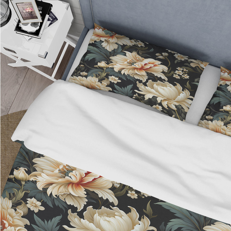 Ensemble de housse de couette floral bleu et blanc Victorian Flower Elegance III