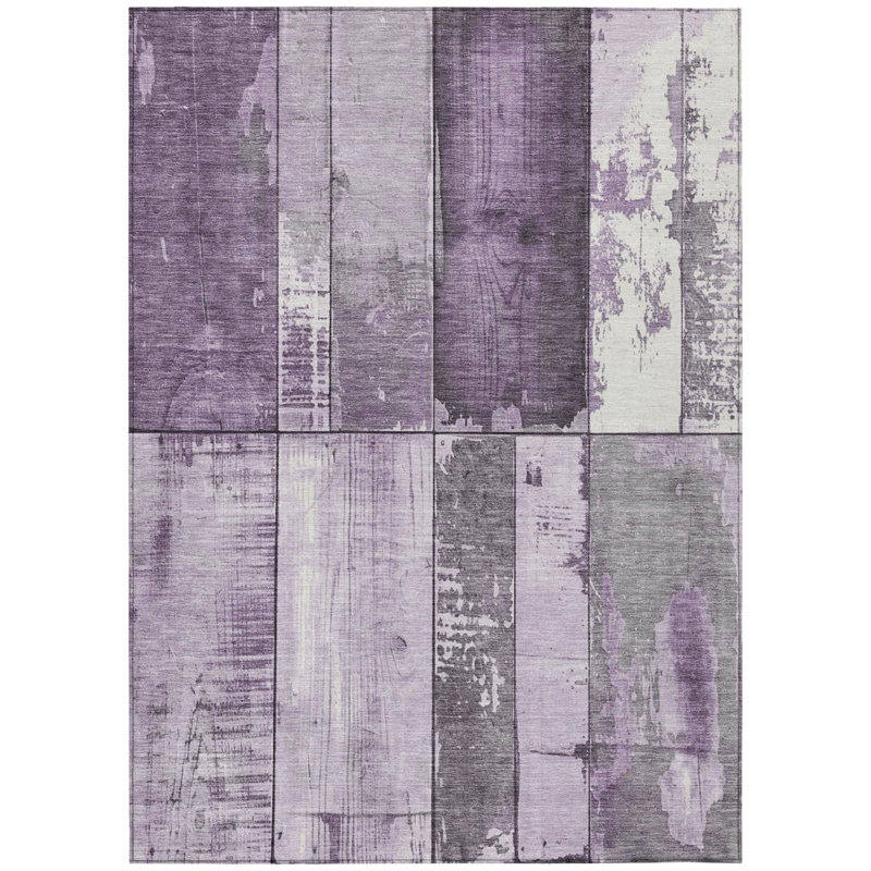 Tapis intérieur/extérieur lavable à motifs géométriques violets et gris, 2,44 m x 3,05 m
