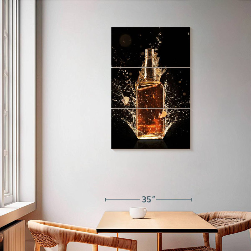 Yarlin Whiskey Bottle Splash, 57" H x 36" W