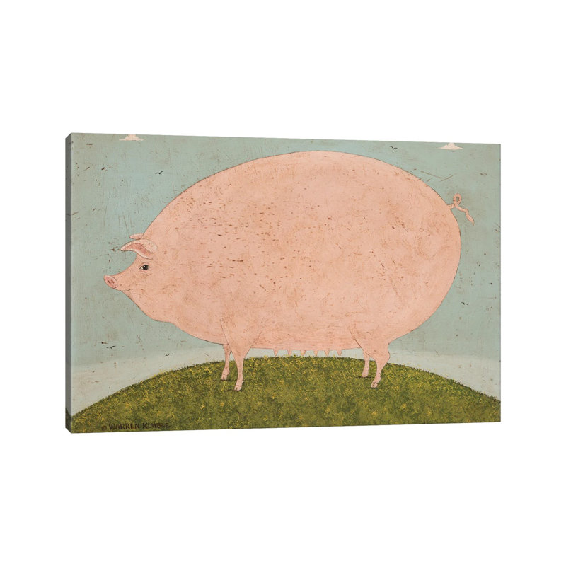 Cochon - reproduction d'art murale encadrée, H 26 po x l 40 po, Toile tendue, Ne s’applique pas